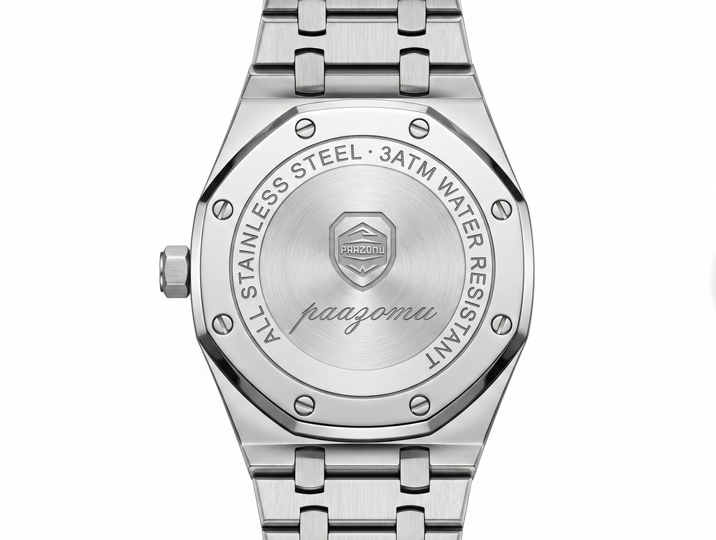 Reloj Paazomu Chrono Luxure, fondo de la caja