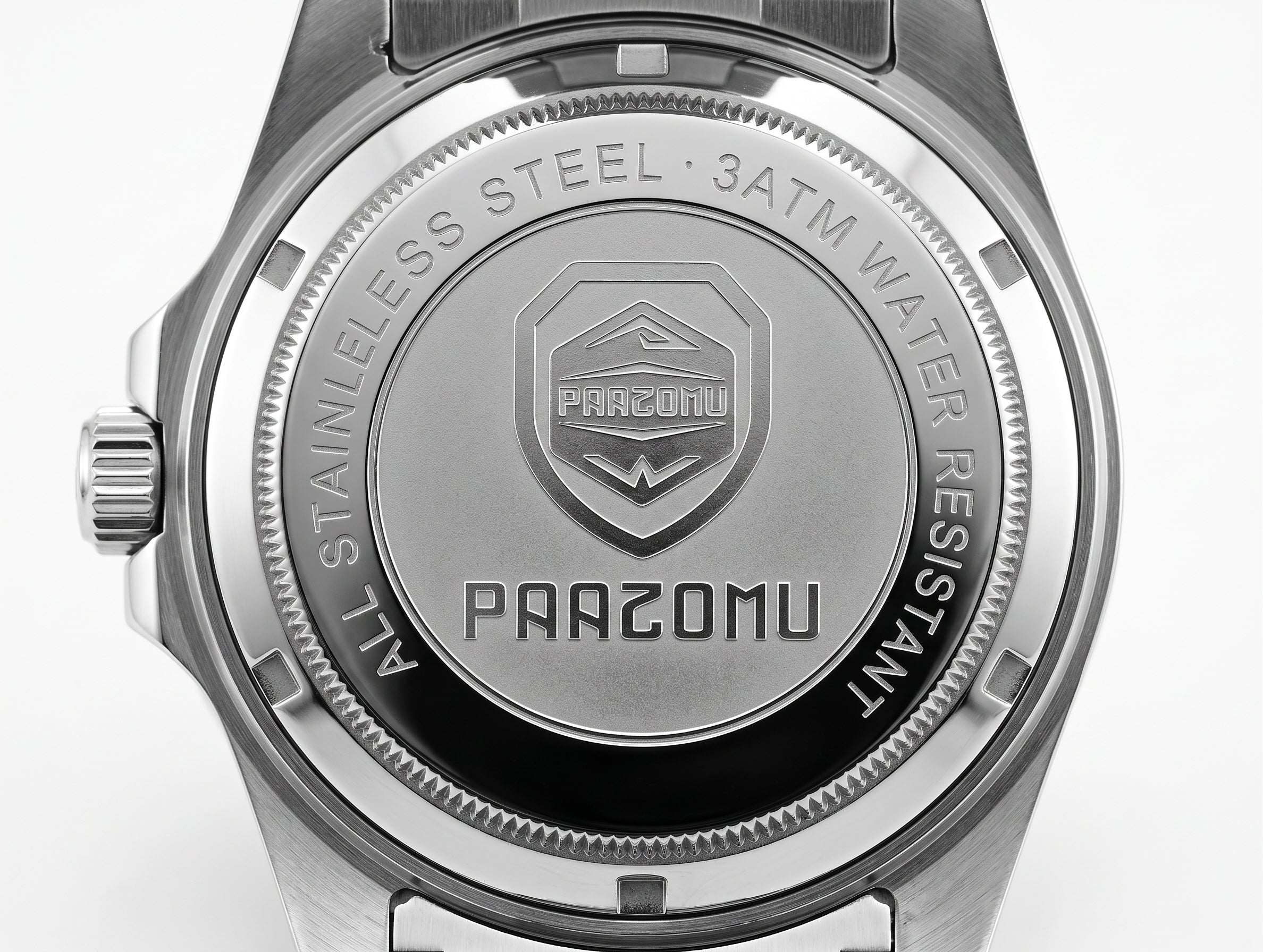 Reloj Paazomu Chrono Essential, fondo de la caja