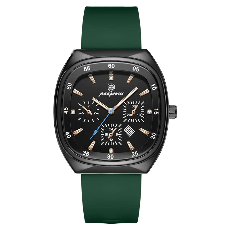 Paazomu chrono-sport - Negro y Correa Verde
