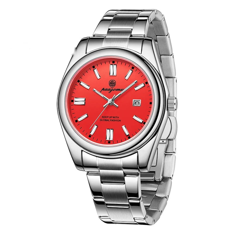 Paazomu chrono-business - Plata y Rojo