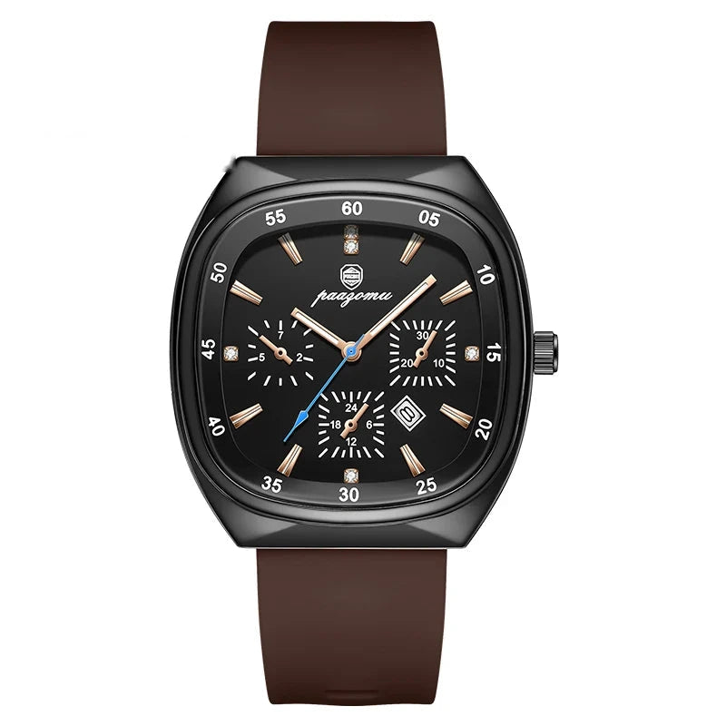 Paazomu chrono-sport - Negro y Correa Marrón
