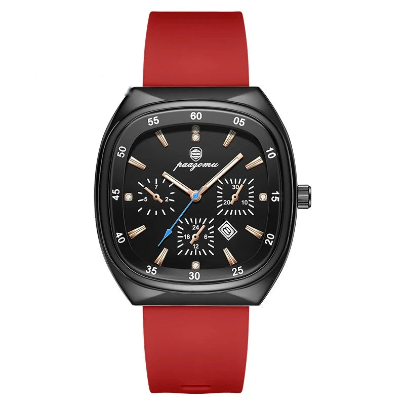Paazomu chrono-sport - Negro y Correa Roja