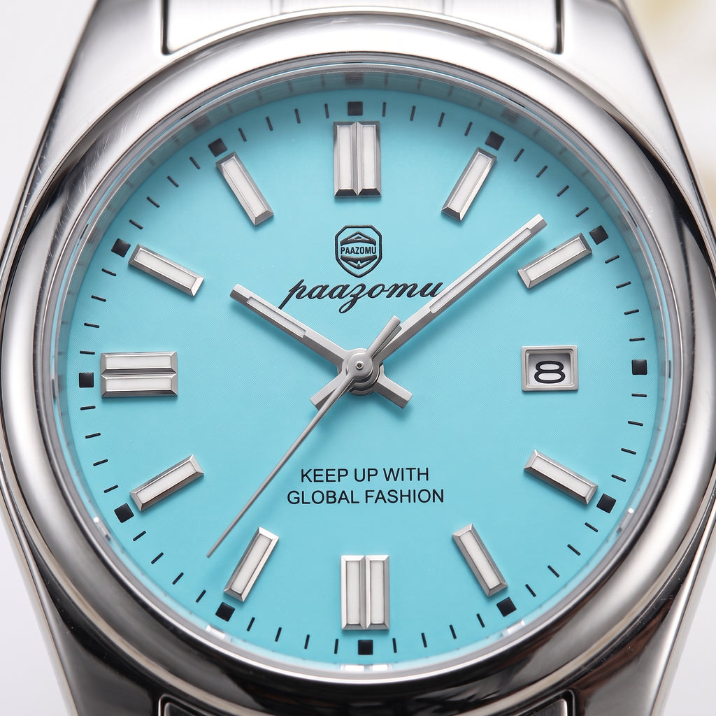 Reloj Paazomu Chrono Business, detalle macro de la esfera